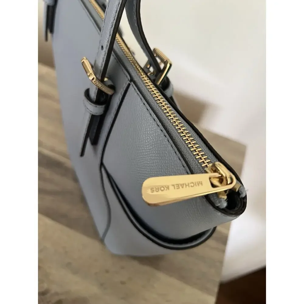 Michael Michael Kors East West Jet Set Tote Pale Ice Blue Leather NWT
